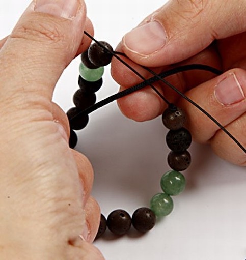 Long chain and bracelet with lava beads