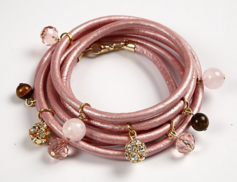 Pink leather bracelet