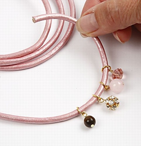 Pink leather bracelet