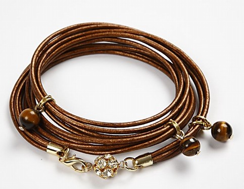 A Leather Bracelet with a Round Bead