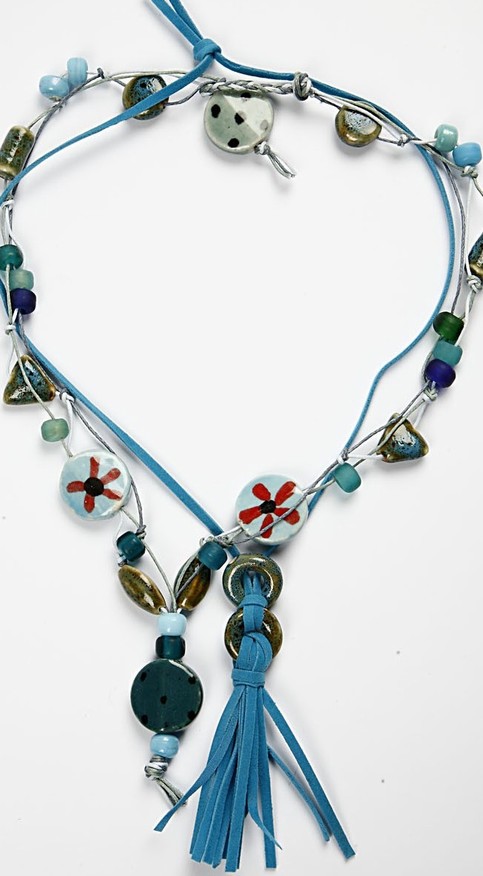 A Necklace and Bracelet with Turquoise Ceramic Beads