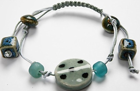 A Necklace and Bracelet with Turquoise Ceramic Beads