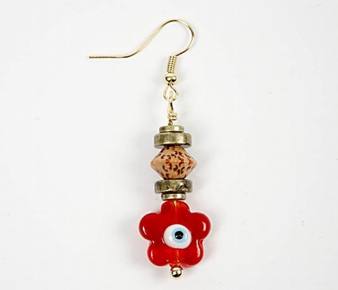 Earrings with a flower glass bead