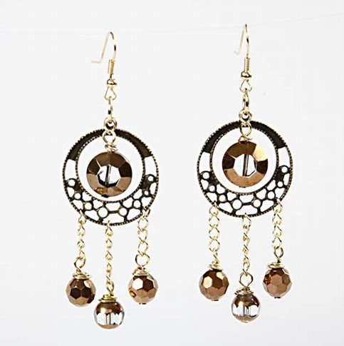 Earrings with copper glass beads