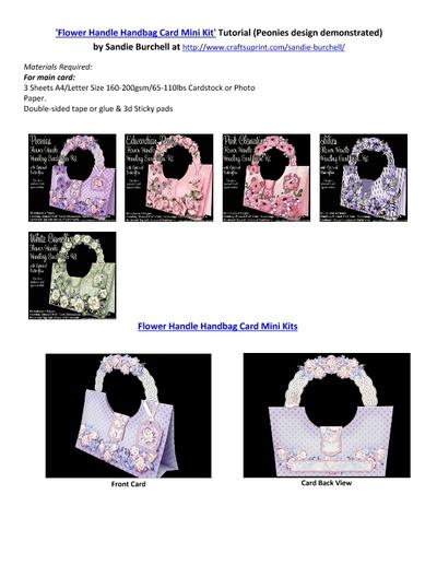 Flower Handle HANDBAG CARDS Mini Kits TUTORIAL PDF