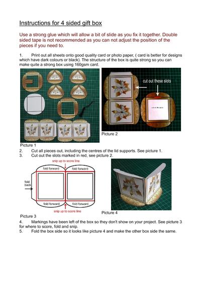 Square based gift box tutorial PDF