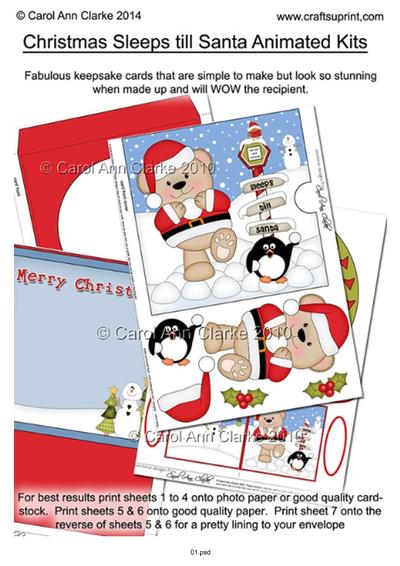 3D Xmas Sleeps till Santa Animated Card Kits Tutorial PDF