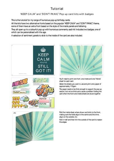 â??KEEP CALMâ?? and â??DONâ??T PANICâ?? Pop up cards with badges PDF-7