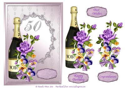 Champagne and flowers numbered birthday designs Image-2